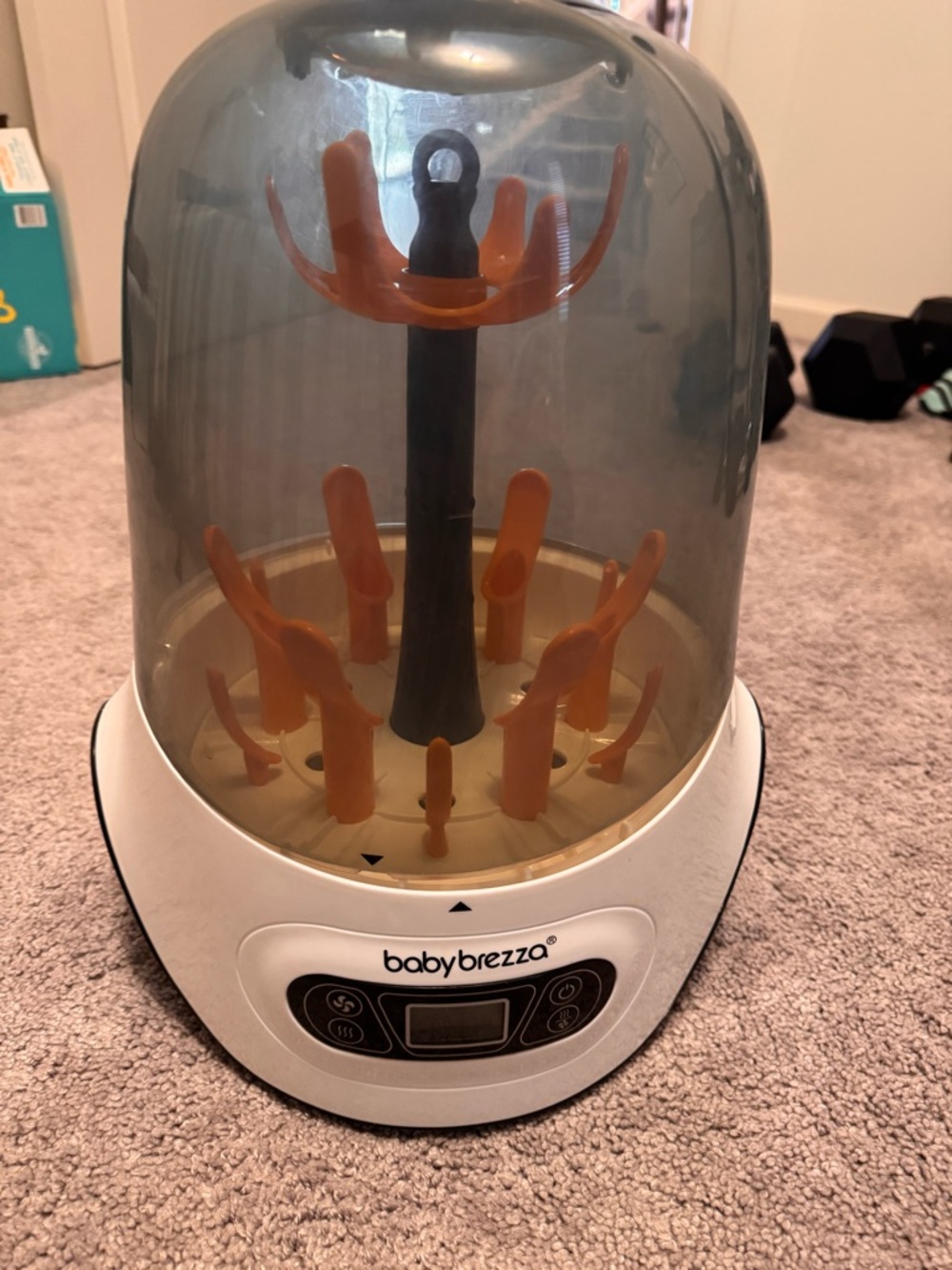 Baby Brezza Bottle Sterilizer & Dryer - White with Orange Accents